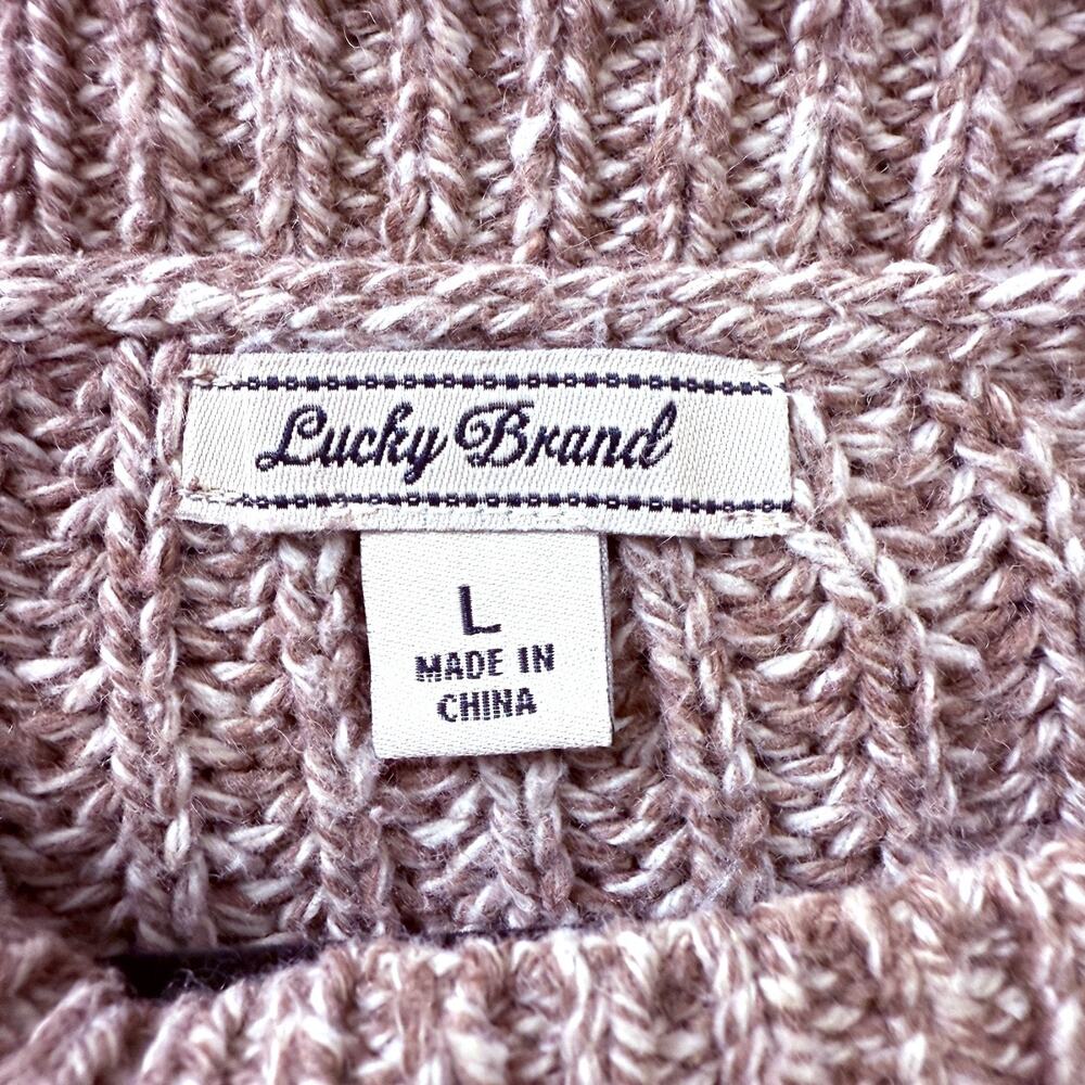 Lucky Brand Womens Sweater L Chocolate Brown Open Cable Knit‎ Cozy Fall Winter - Picture 5 of 7